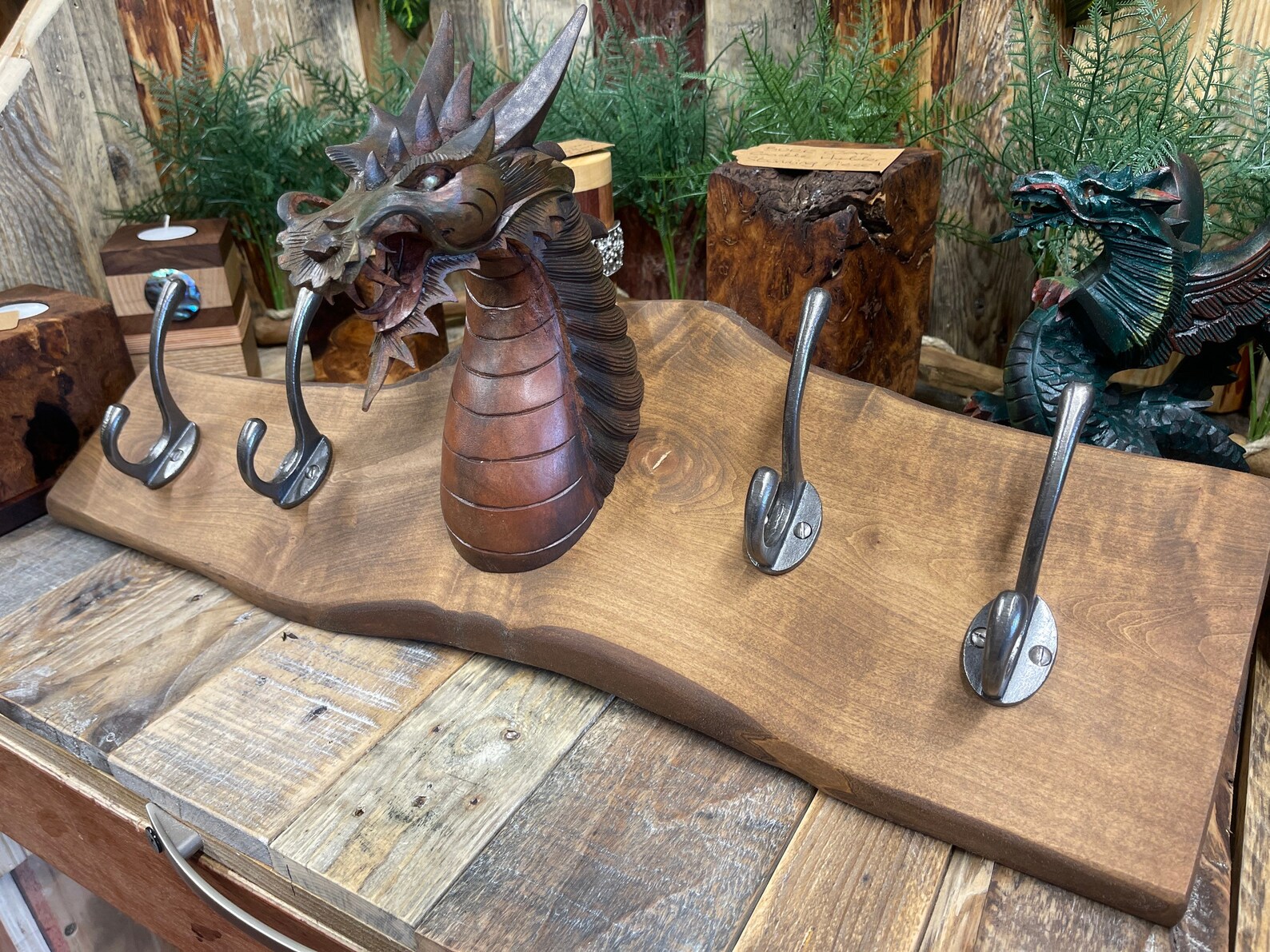 Beautiful Dragons Head With 4 Cast Iron Coat Hangers. Mounted Etsy