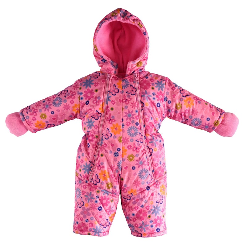Pink Baby Snowsuit With Print Winter Clothes Infant Baby Etsy