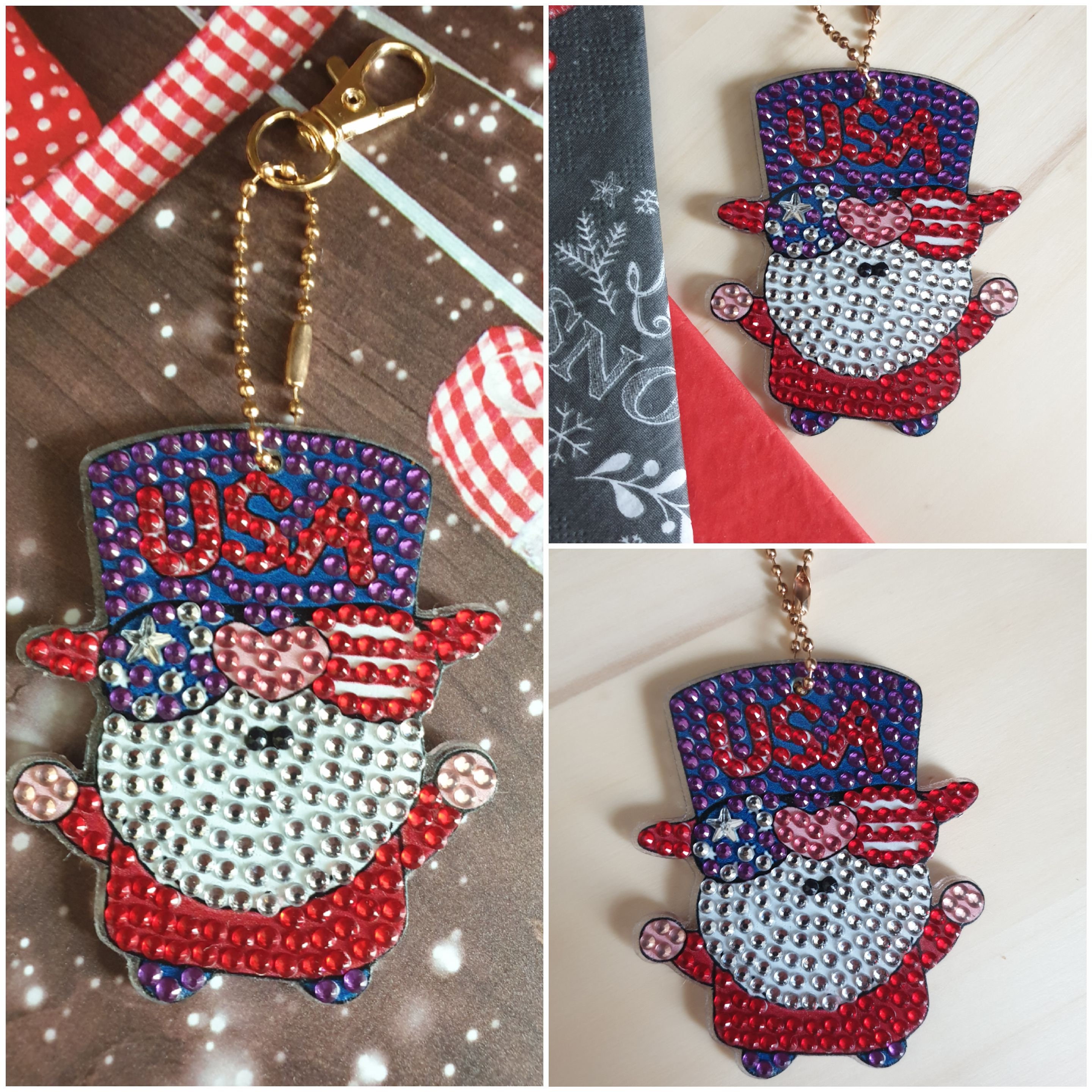 15-teiliges DIY Diamant Malerei Schlüsselanhänger Set – Patriotische Motive Für Veteranentag & Independence Day