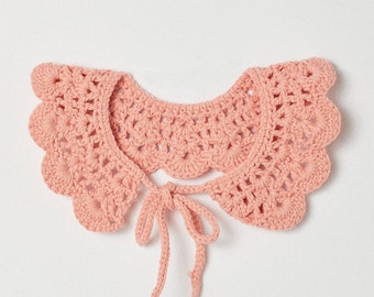 Handknitted Collar | Peach | Made with Organic Cotton Yarn