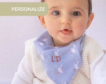 Babero de bordado personalizado y juego de tela - Babero de bebé personalizado - Regalo de bebé personalizado - Babero con nombre - Bebé bordado