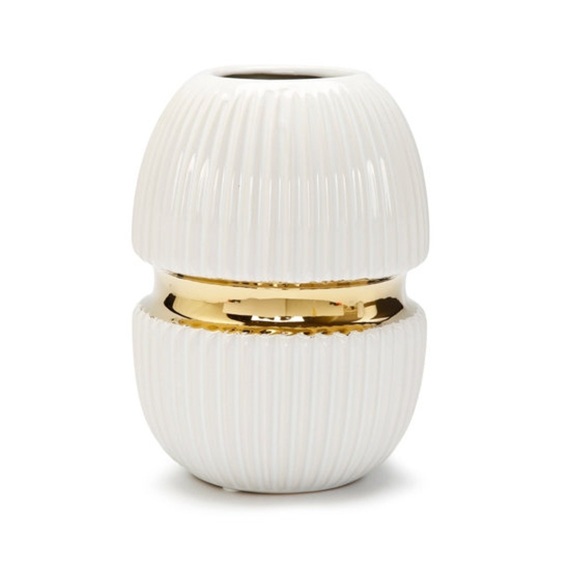 White and Gold Ceramic Vase 8 Gold Vase Centerpiece Etsy