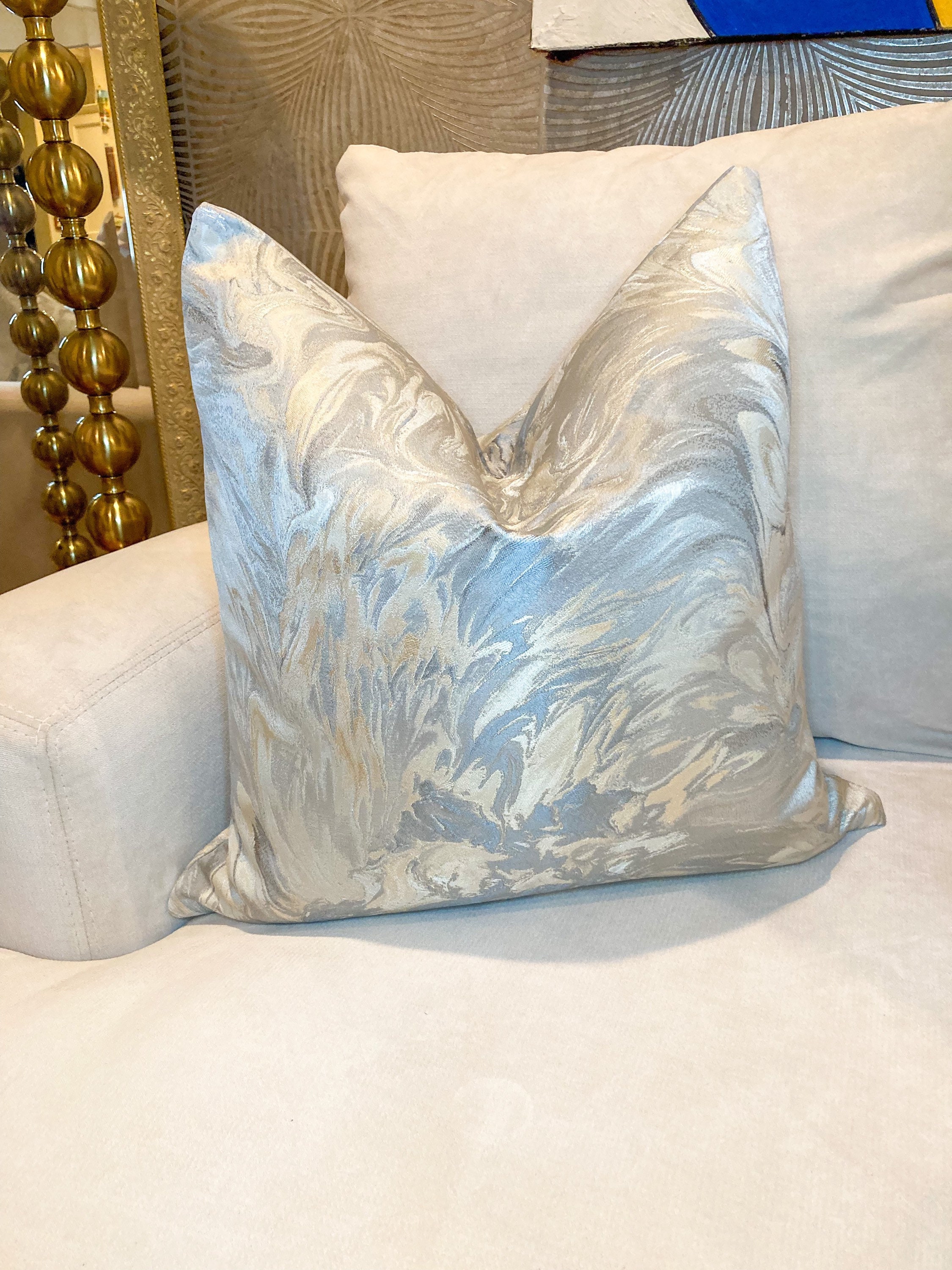 metallic marble pillow