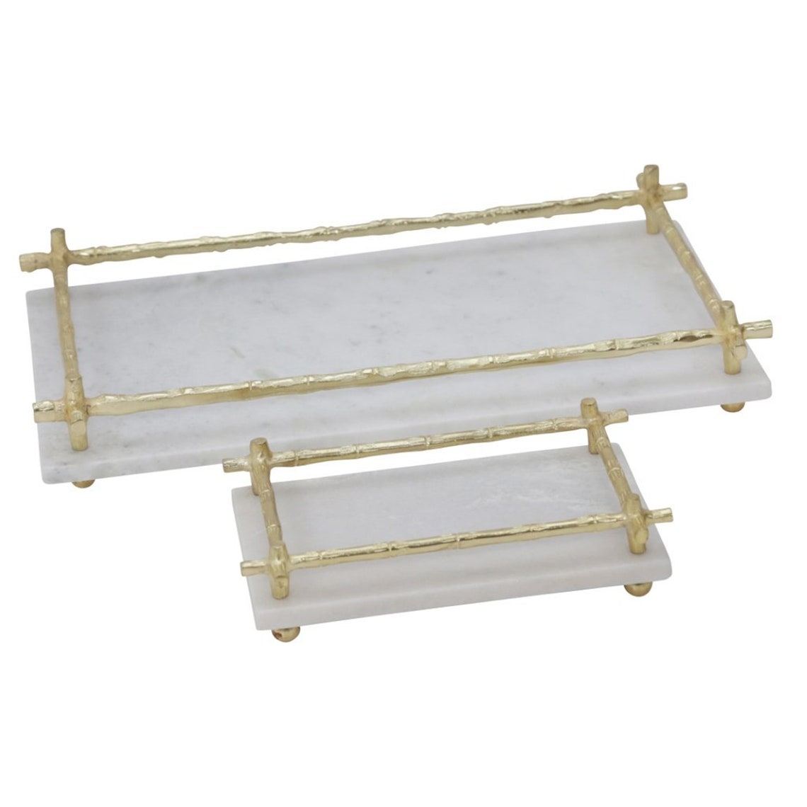 White Marble Tray with Gold Branch Handles Etsy