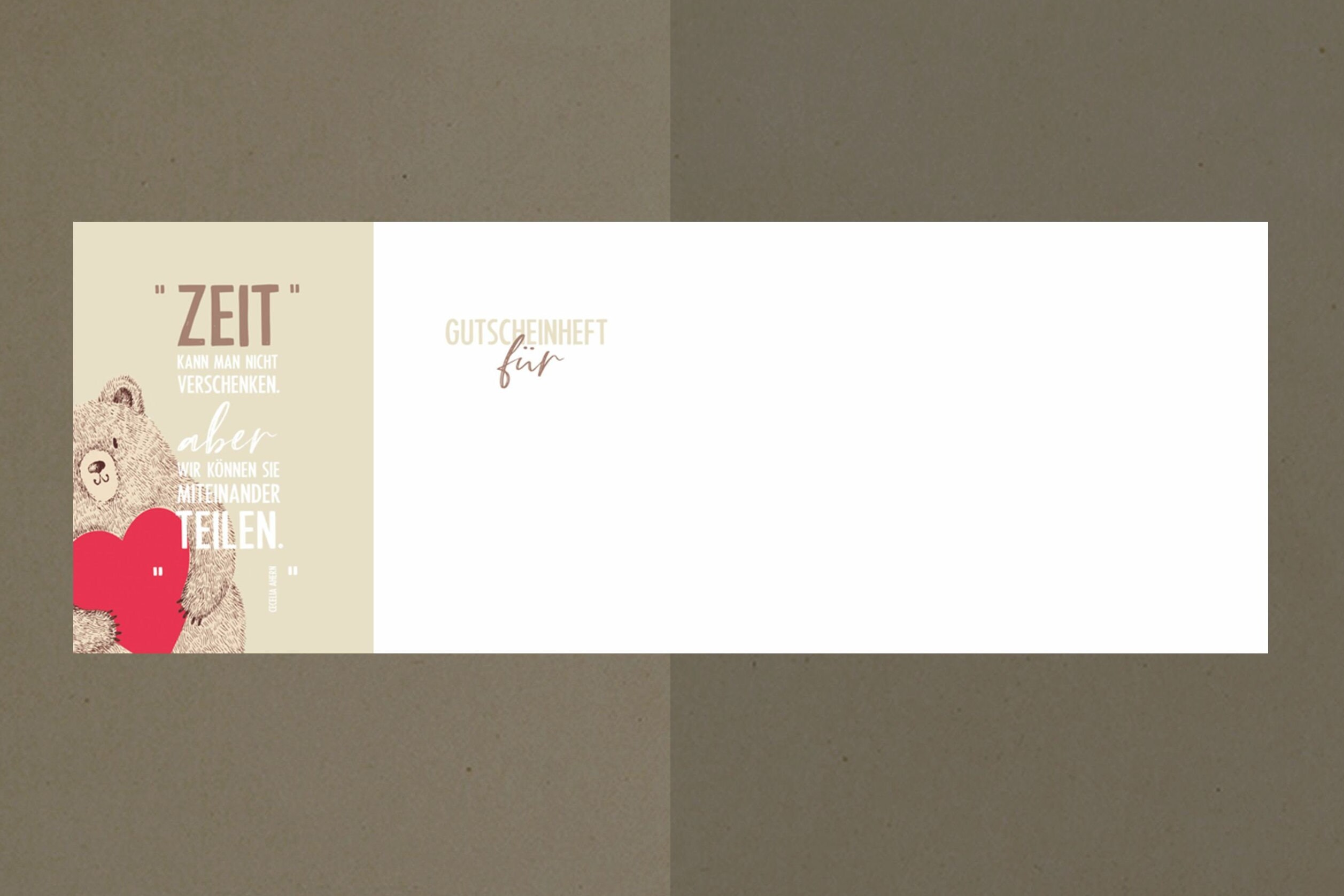 Set Voucher Booklet Bear Bag Brown Gold / Voucher Envelope Etsy