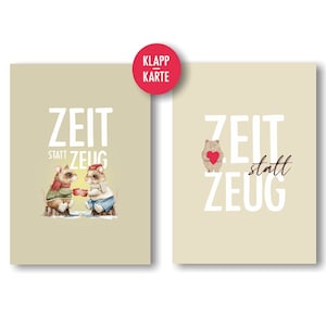 2 Klappkarten "Zeit statt Zeug", Weihnachten, Gutscheinkarte