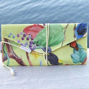 Gutscheinverpackung Stoff DIN lang | Geldgeschenk Kuvert Weihnachten | Wunsch-Design wählbar + Gratis Karte Gelb Pflanzen