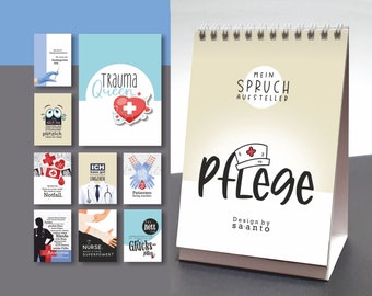 Pflege Tischaufsteller, Kalender mit Sprüchen, Geschenkidee für Krankenschwestern und Pflegepersonal