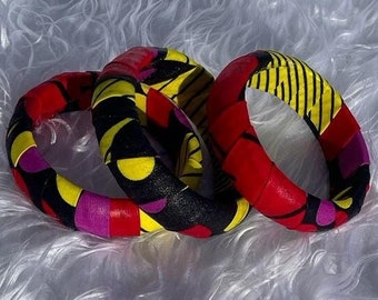 Ankara Wrap Bracelet, African Print Fabric Bracelet, Colorful Bangles, Tribal Bracelet, African Fashion Jewelry