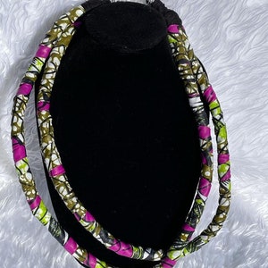 Double Stripe Ankara Rope Necklace, African Fabric Necklace, Tribal Necklace, Wedding Necklace, Unique Fashion Necklace