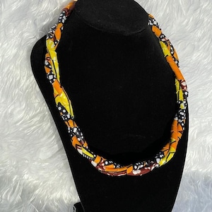Ankara Fabric Twisted Necklace, African Rope Necklace, Fashion Tribal Necklace, African Jewelry, Delicate Fashion Necklace
