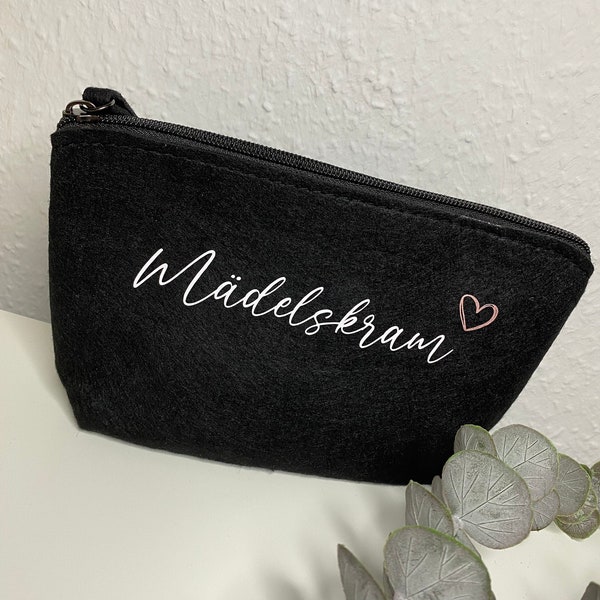 Kosmetiktasche Mädelskram für personalisierte Geschenke | Filztasche | Kosmetik Aufbewahrung | Kosmetiktasche für Reisen | Mitbringsel