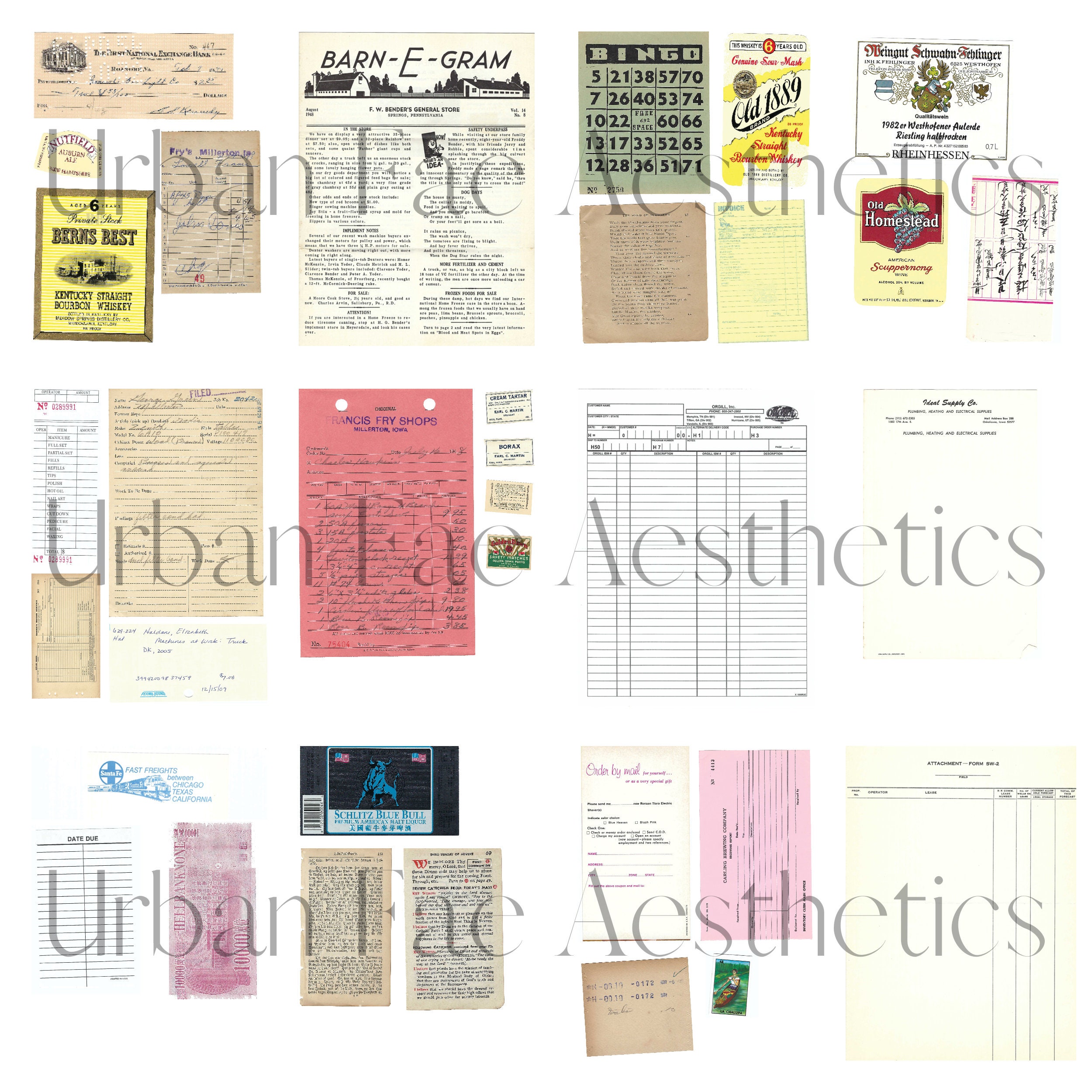 Digital Vintage Ephemera Collage Sheets for Junk Journals and ...