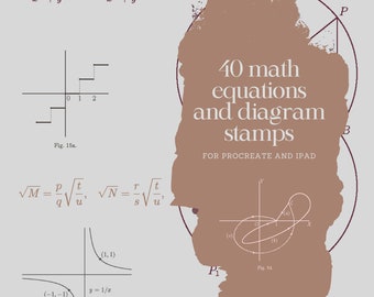 40 math equation and diagram stamps for Procreate and iPad | Digital Procreate stamps for iPad | Procreate brushset with 40 stamps
