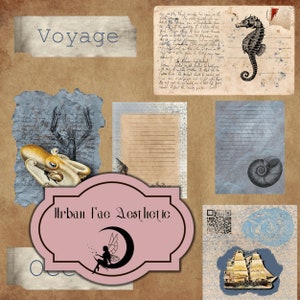 20 Grungy Vintage Ocean Ephemera for Scrapbooks and Junk Journals | Antique Ocean Ephemera | Instant Download | 300 DPI