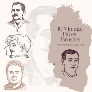 10 Vintage Faces Brushes for use with Procreate and Ipad; digital download