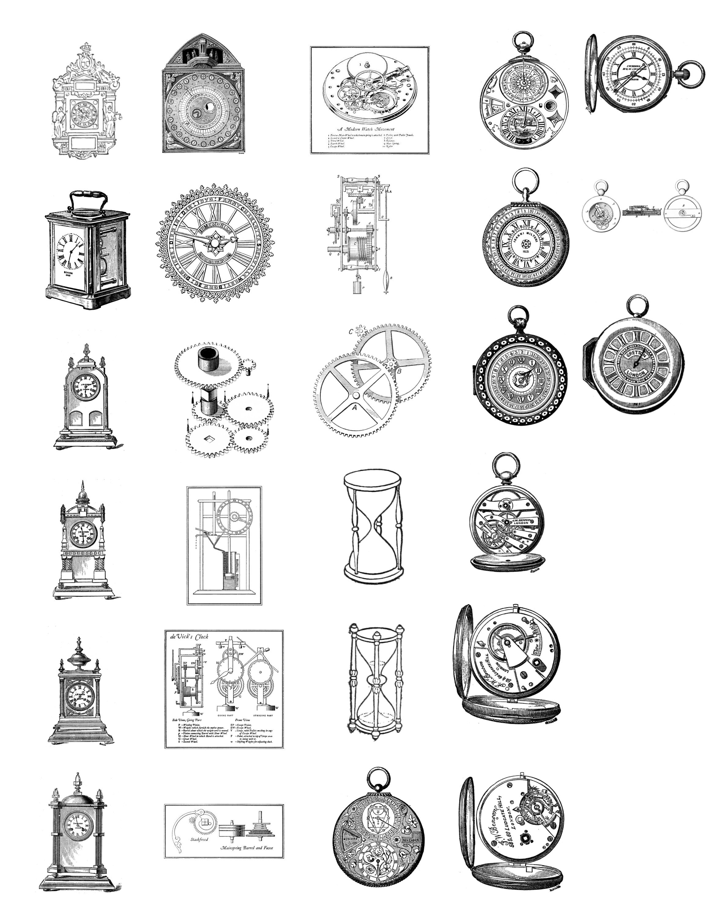 27 Vintage Watch and Clock Brushes for Adobe Vintage Clock and Watch ABR Brushes