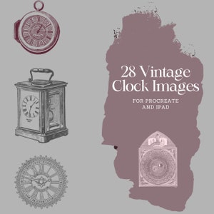 28 Sellos de relojes y relojes antiguos para iPad y Procreate / Pinceles de imágenes de relojes y relojes antiguos para iPad y Procreate