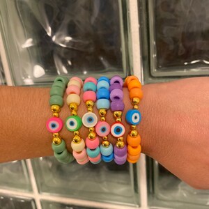 Handmade evil eye beaded bracelet / matte finish beads / customized / made to order