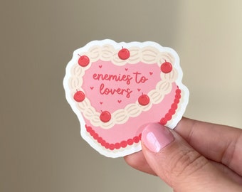 Enemies to Lovers Trope Heart Cake Sticker