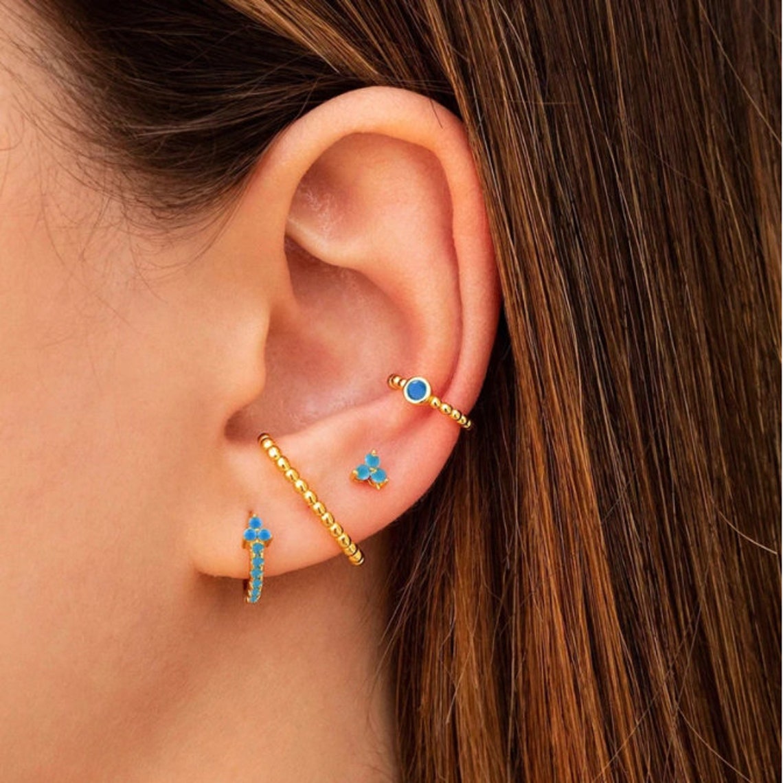 Queen Turquoise Blue Ear Stack Dainty Ear Cuff Minimalist Etsy UK