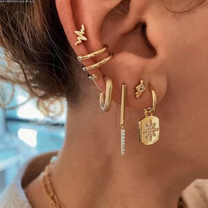 Gold Plated Ear Stack set | Earring set | Minimalist earring | ear cuff, Summer style Festival | Jewellery Christmas Gift | ear stack