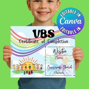 VBS Abschlusszertifikat für Ferienbibelschule-Teilnahmepreise für Kinderkirche-Sommergruppenbibel-Abenteuerlager