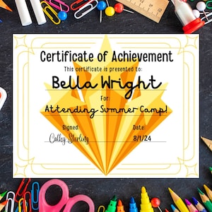 VBS Certificate of Completion for Vacation Bible School Participation Awards For Children Church Summer Groups Bible Adventure Camp