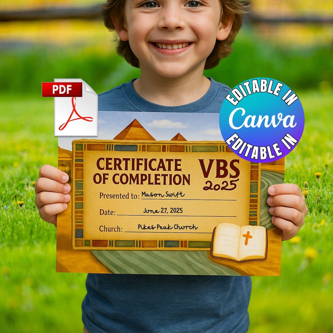 Egypt VBS Certificate of Completion Vacation Bible School Joseph ...