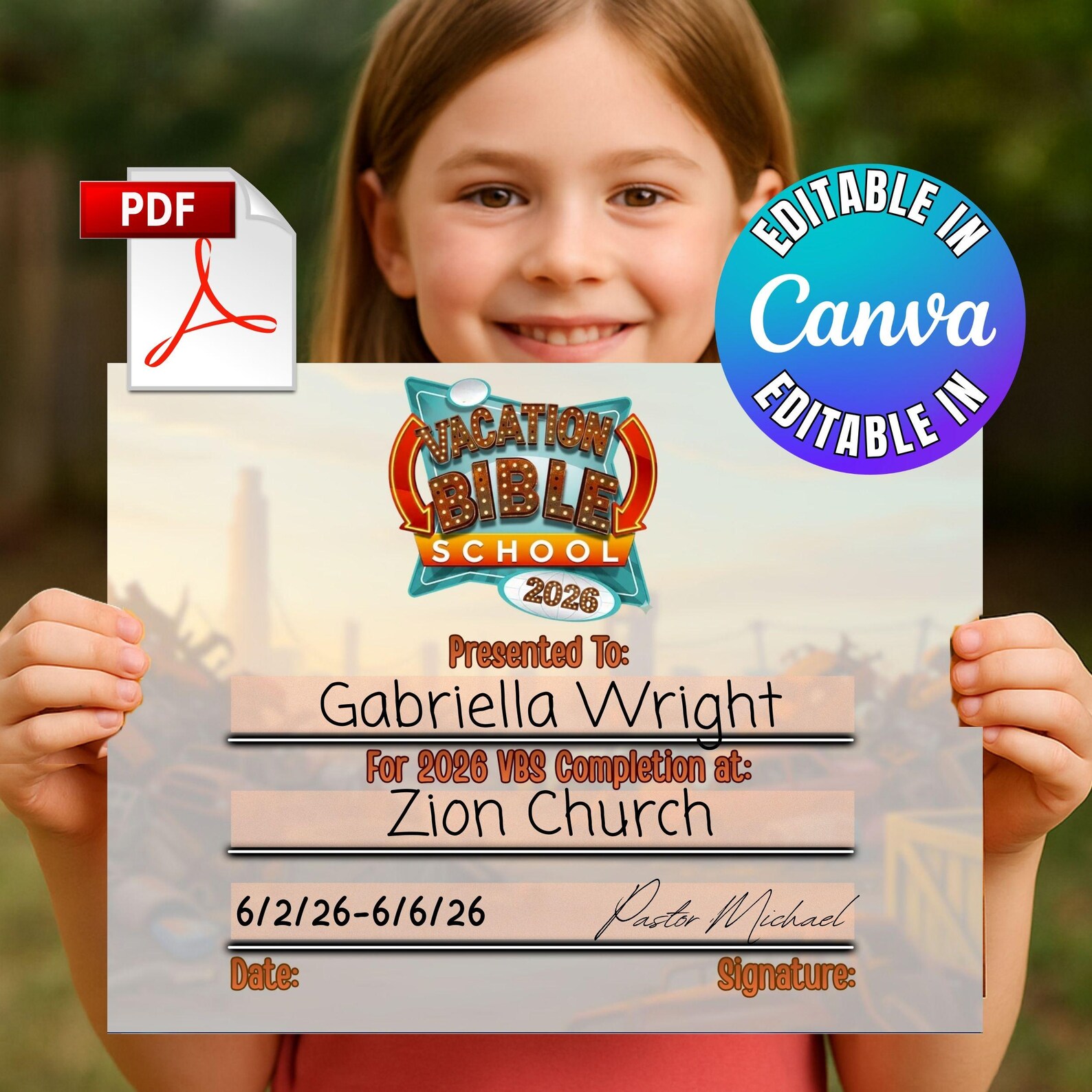 VBS Certificate of Completion Vacation Bible School Junkyard ...