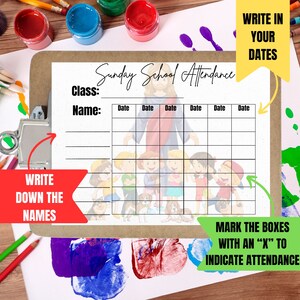 Sunday School Attendance Sheet for Childrens Church Attendance Tracker ...