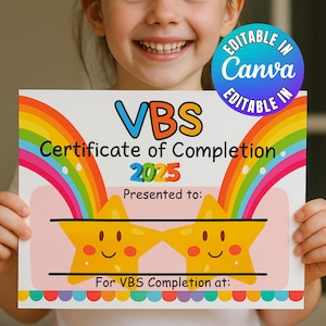 VBS Abschlusszertifikat für Ferienbibelschule-Teilnahmepreise für Kinderkirche-Sommergruppenbibel-Abenteuerlager