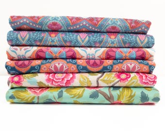 Velvet fabric BOHO VELVET by Bienvenido Colorido from Swafing | Flowers, mosaic, branches | 5 different designs