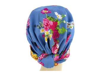 Blue Summer Sky Floral Head Covering Head Scarves Hair Wrap . Adjustable Mitpachat Tichel Hijab Modesty Head Scarf Chemo Alopecia Cap