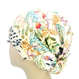 Creme Floral Women's Luxury Hair Scarf . Modesty Head Cover | Floral Tichel Head Covering . Mitpachat Headwrap Turban . Chemo Alopecia Scarf