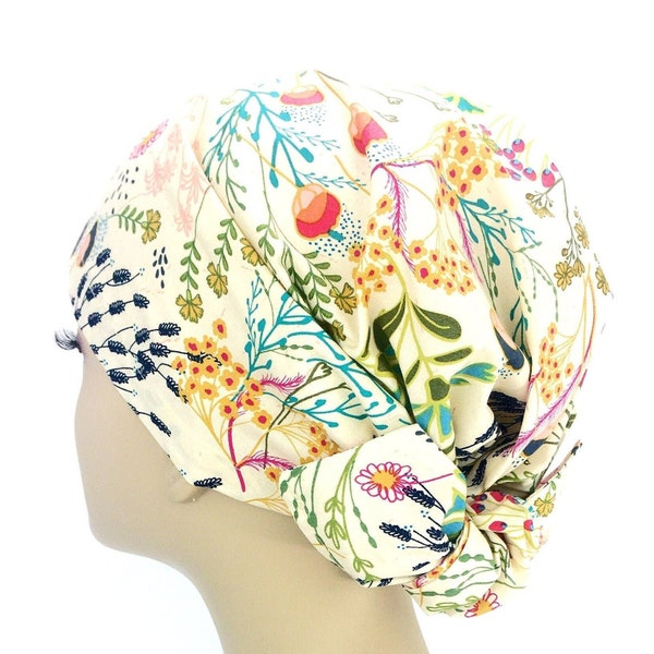 Creme Blumen Frauen Luxus Haar Schal. Modesty Kopfabdeckung | Floral Tichel Kopfbedeckung. Mitpachat Headwrap Turban. Chemo Alopecia Schal