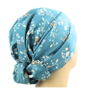 Floral Head Covering: Handmade Adjustable Hair Wrap, Chemo Cap