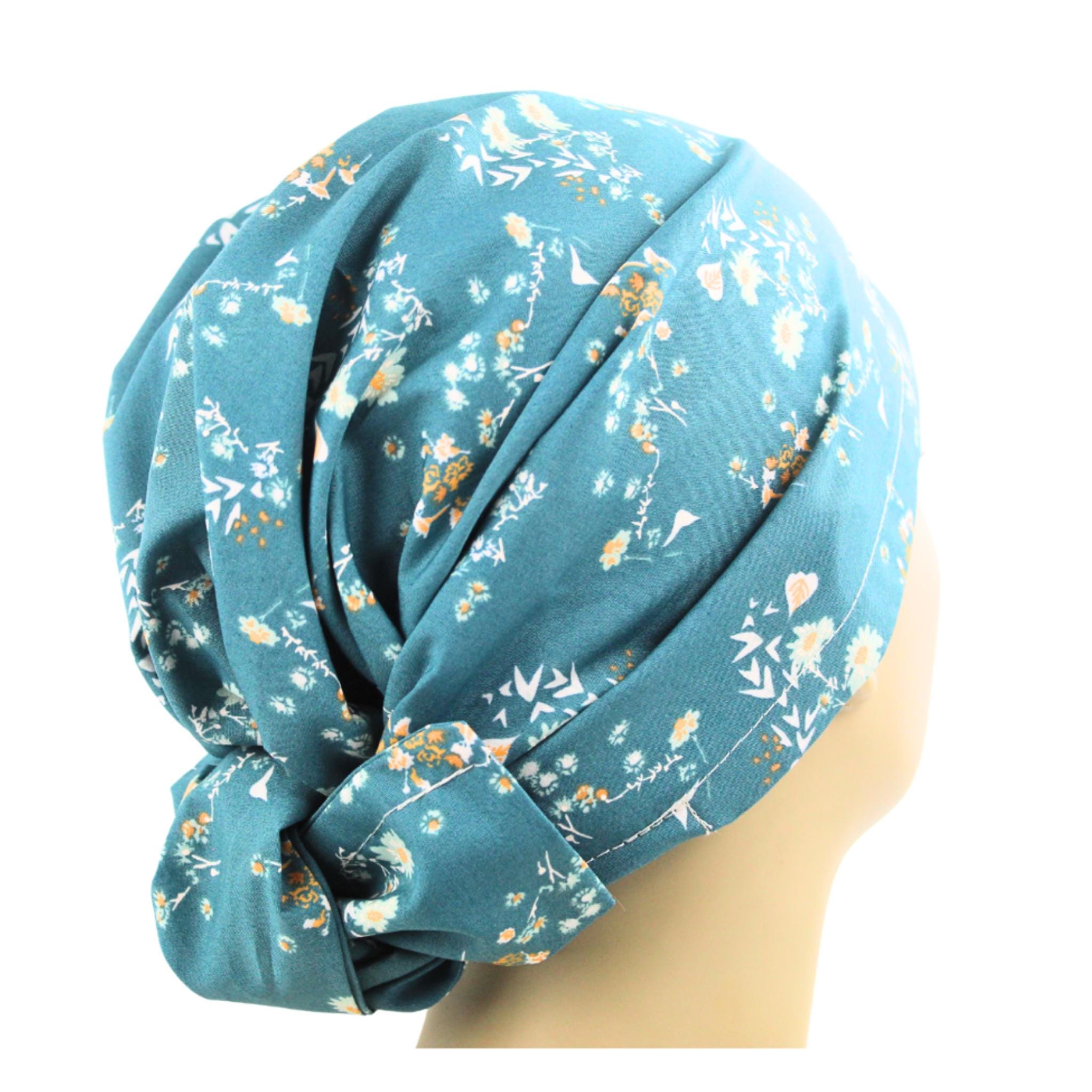 Floral flower blue green garden head neck scarf wrap silk triangle boho preppy Retro Head Scarf In Vintage Scarves & Wraps for sale - eBay main image 2