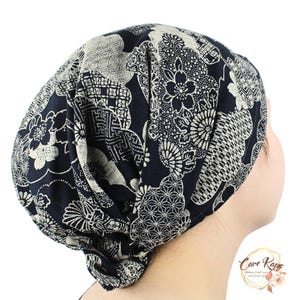 Clouds Flowers Japanese Tichel: Adjustable Chemo Head Scarf
