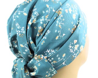 Floral Hair Wrap: Handmade Adjustable Head Covering, Chemo Cap