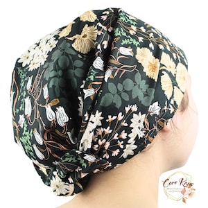 Floral Hair Wrap: Adjustable Chemo Head Covering - Hidden Meadow Print