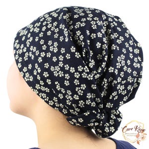 Tiny Sakura Indigo Womens Modern Elegant Hair Wrap . Adjustable Mitpachat Tichel Hijab Head Covering . Modesty Head Scarf . Alopecia Cap