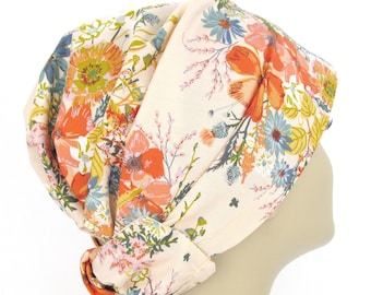 Pañuelo para la cabeza para quimioterapia contra la caída del cabello / Turbante floral de lujo para alopecia / Cubrecabezas ajustable hecho a mano