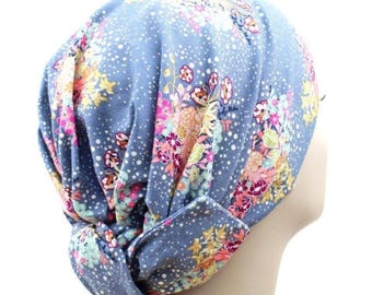 Gorro de quimioterapia para la caída del cabello / Gorro floral de punto para el cáncer / Gorro ajustable para la alopecia