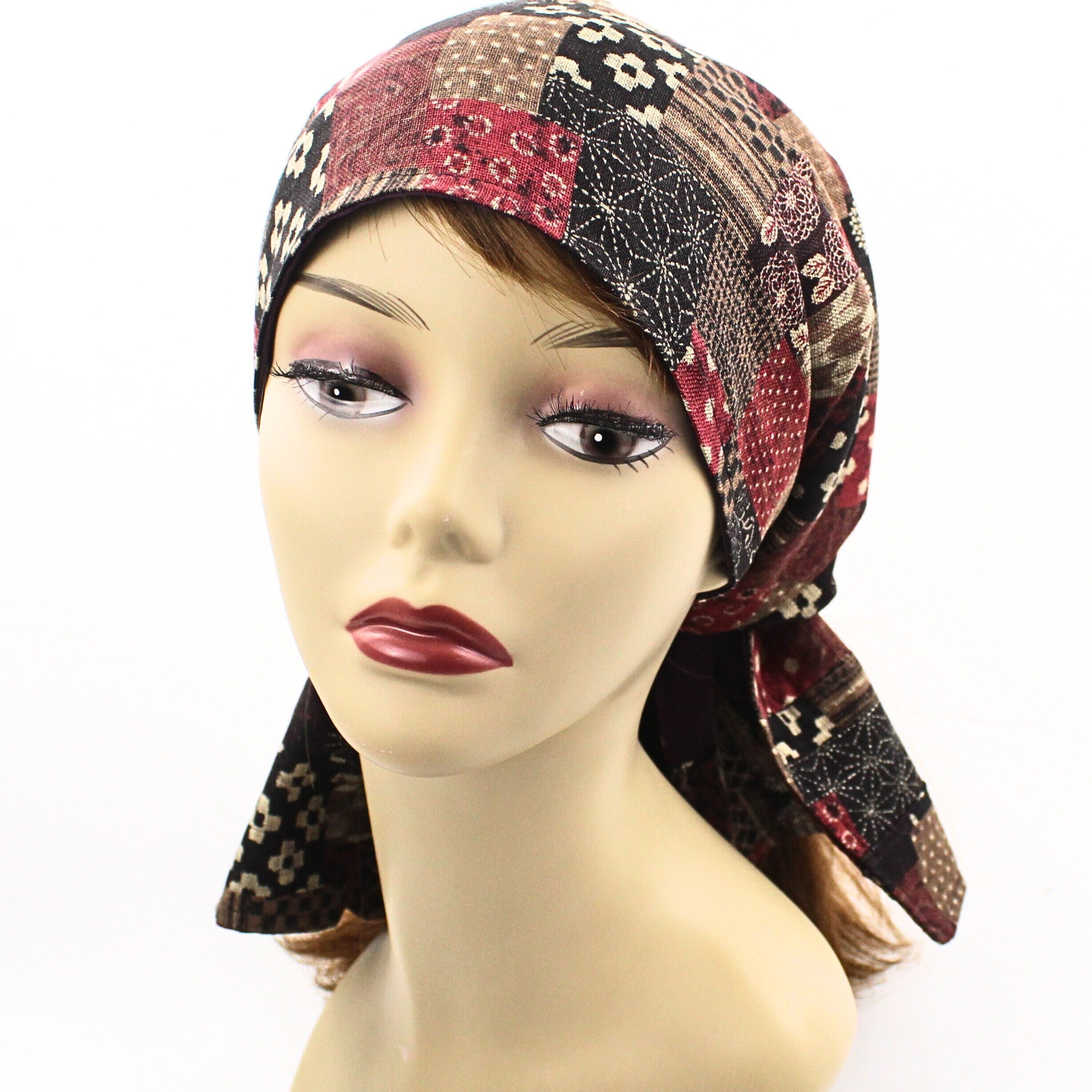 Wide Satin Lined Expandable HeadScarf with Ties .Head Covering Turban Twist Hair Wrap . Adjustable Mitpachat Tichel Hijab Modesty Head Scarf