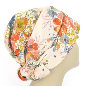 Floral Chemo Hair Wrap | Adjustable Head Covering for Hair Loss | Handcrafted Gift