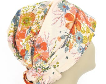 Floral Chemo Hair Wrap | Adjustable Head Covering for Hair Loss | Handcrafted Gift