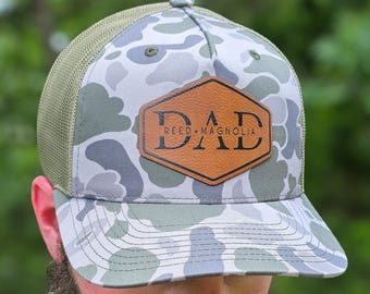 Custom Personalized Richardson 112PFP Marsh Duck Camo Trucker Hat with Leatherette Patch | Dad Hat | Hats for Dads | Father's Day Gift |