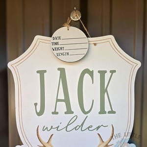 DeerPrinted Custom Personalized Name Sign | Hospital Door Hanger | Deer Antler Buck Announcement | Custom Baby Name Sign | Name Signs | Sign