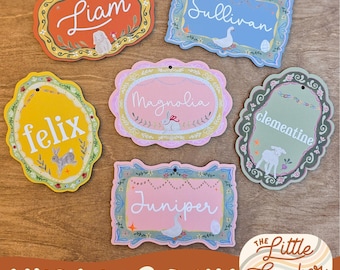 Personalized Easter Basket Tag, Custom Bunny Gift Tag, Kids Easter Name Tag, Whimsy Easter Tag, Folk Easter Decor, Custom Easter Basket Tag